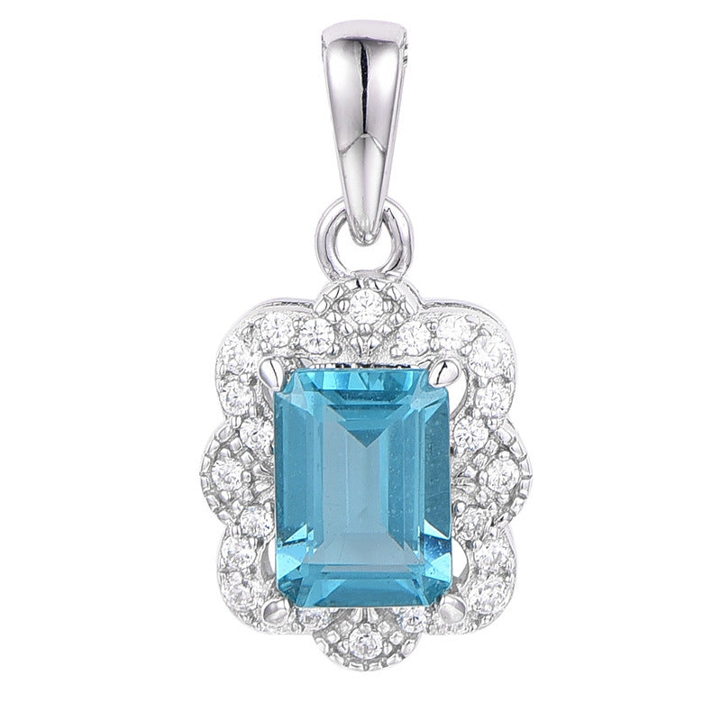 Vintage Olive Zircon Sterling Silver Necklace for Women Collarbone Chain Jewelry - Suoaint